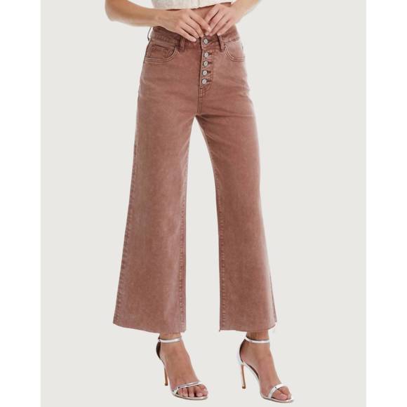 NEW BAYEAS jordan high rise wide leg denim jeans in cappuccino - Picture 2 of 6